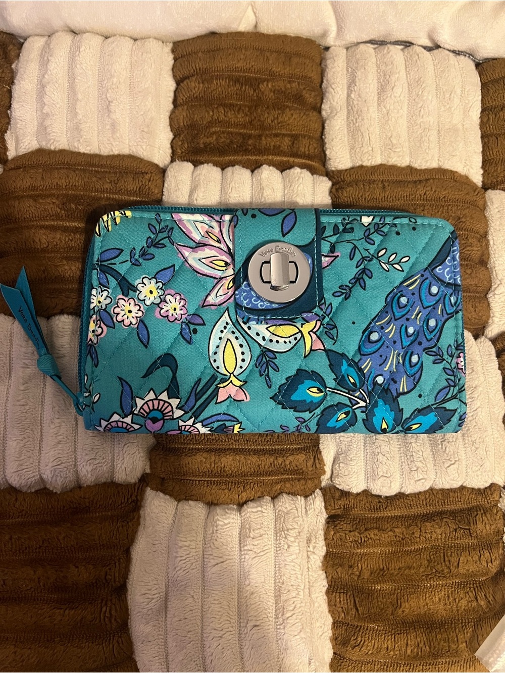 Vera Bradley RFID Turnlock Wallet in Peacock Garden NWTS!
